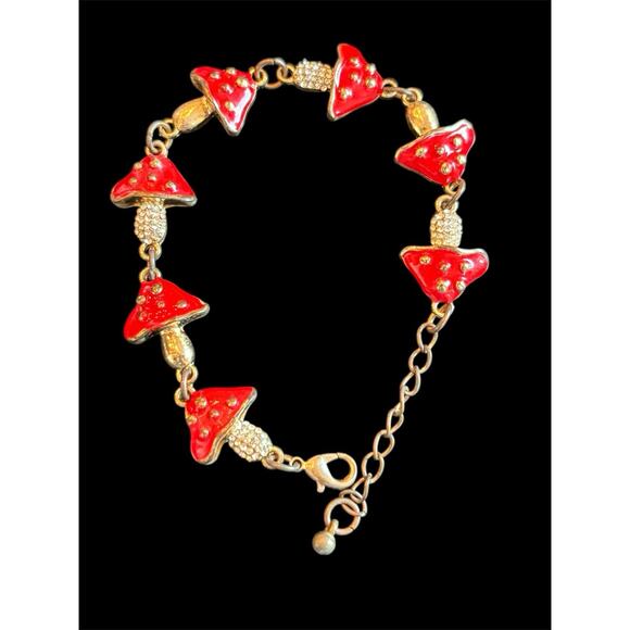 Red Mushroom Link Fairycore Bracelet - Picture 1 of 3